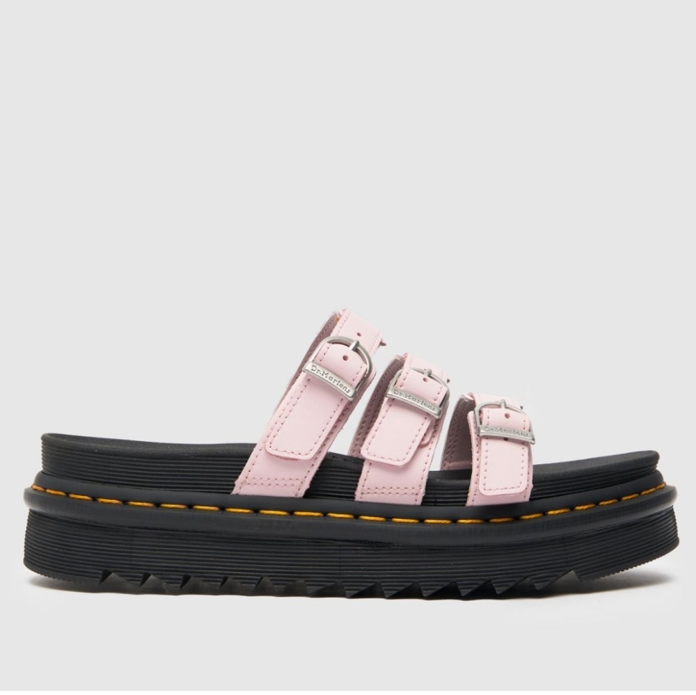 Dr. Martens Blaire Slide Leather Sandals in Pink. - Picture 9 of 16
